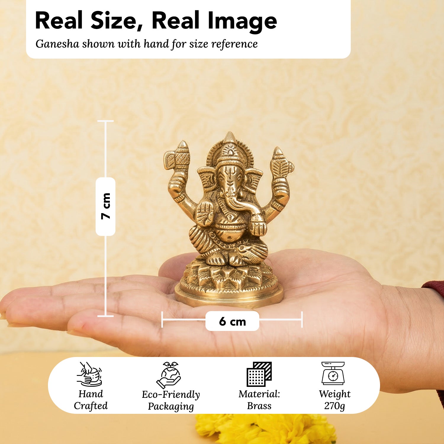 Brass Ganesha Idol with Gift Box for Housewarming, Wedding & Gifting