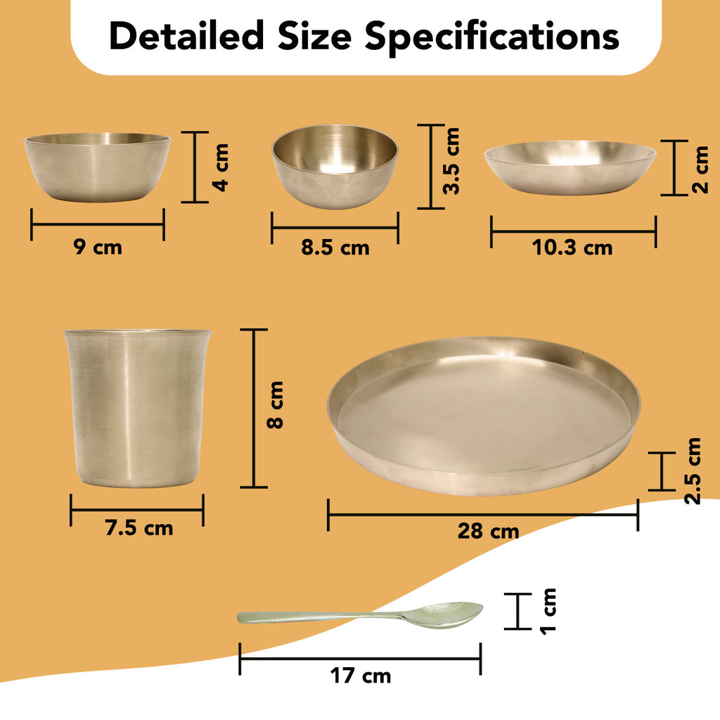 Bronze Kansa Thali Set of 6 Pieces for Home, Dining & Gifting