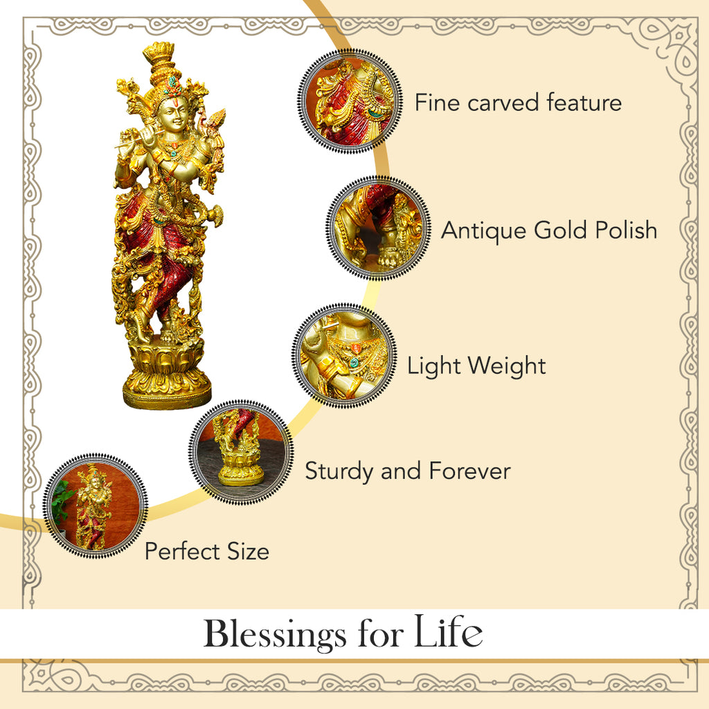 Lord Krishna Idol for Pooja, Home Decor & Spiritual Gifting (Size -14 Inch)