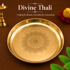 Brass Mandala Engraved Pooja Thali(8 inch) for Aarti, Pooja Rituals, Festive & Gifting