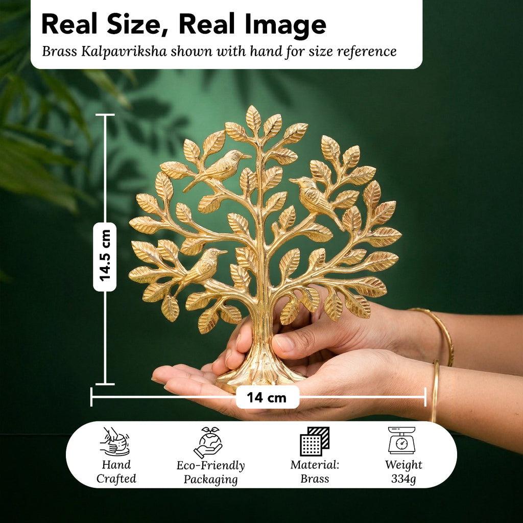 Brass Kalpavriksha Tree of Life Showpiece with Gift Box for Housewarming, Wedding & Gifting