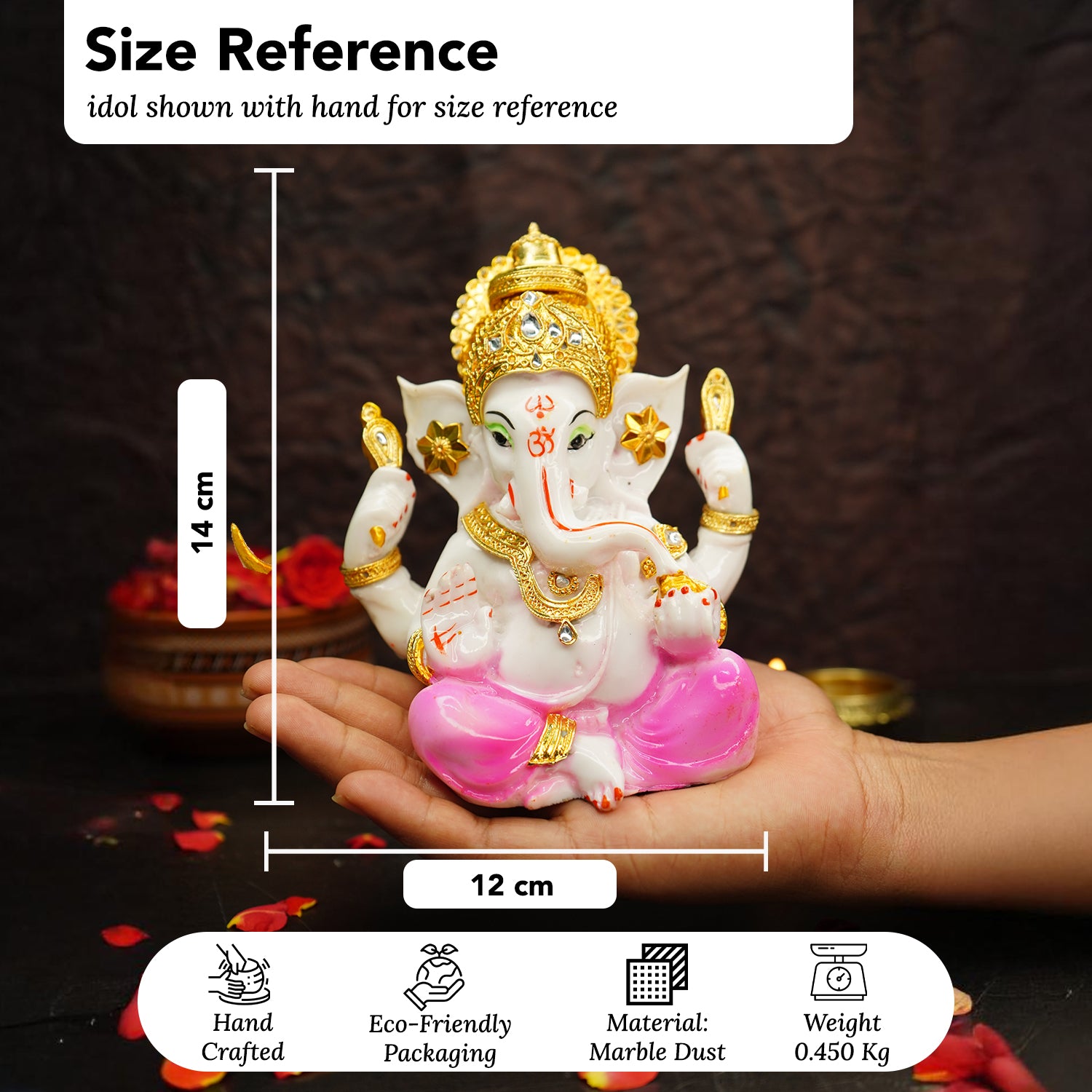 Ganesha Idol for Pooja Room, Home Decor, Office Desk & Gifting (Size-5inch)