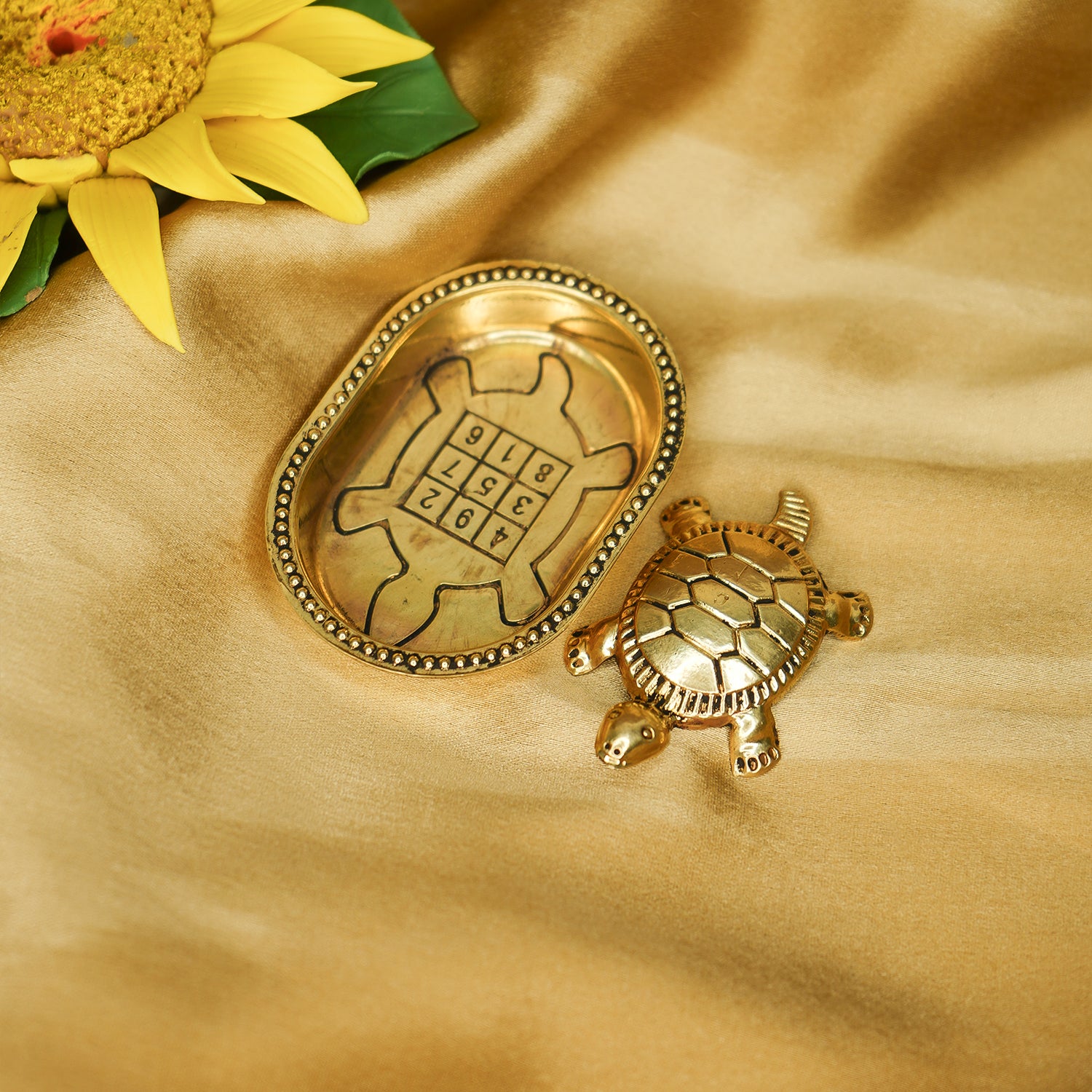 Brass Tortoise Vastu Idol for Home Decor, Office Desk & Gifting
