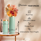Metal Green Flower Vase Set of 2 for Home Decor, Table Decor & Gifting