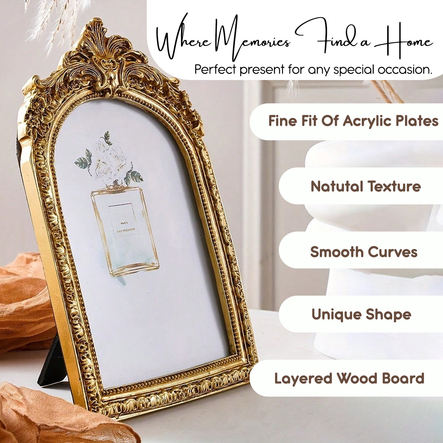 Resin Vintage Round Frame with Glass for Home Decor ,Table & Display