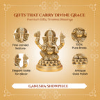 Brass Ganesha Idol with Gift Box for Housewarming, Wedding & Gifting