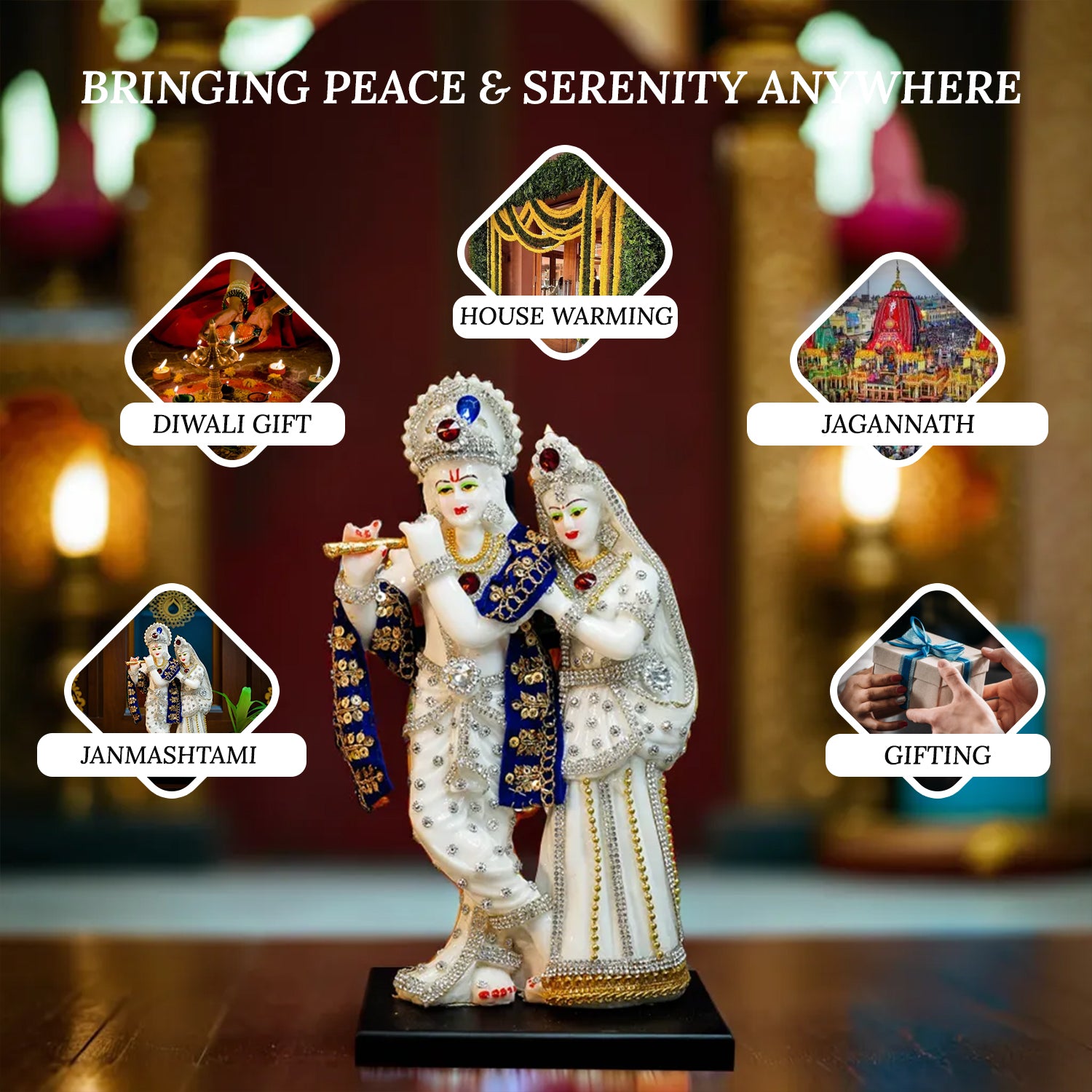 Radha Krishna idol for Home Decor (Size- 8 Inch)