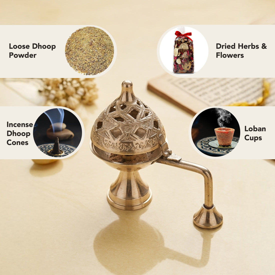 Brass Dhoop Dani for Home Decor & Pooja