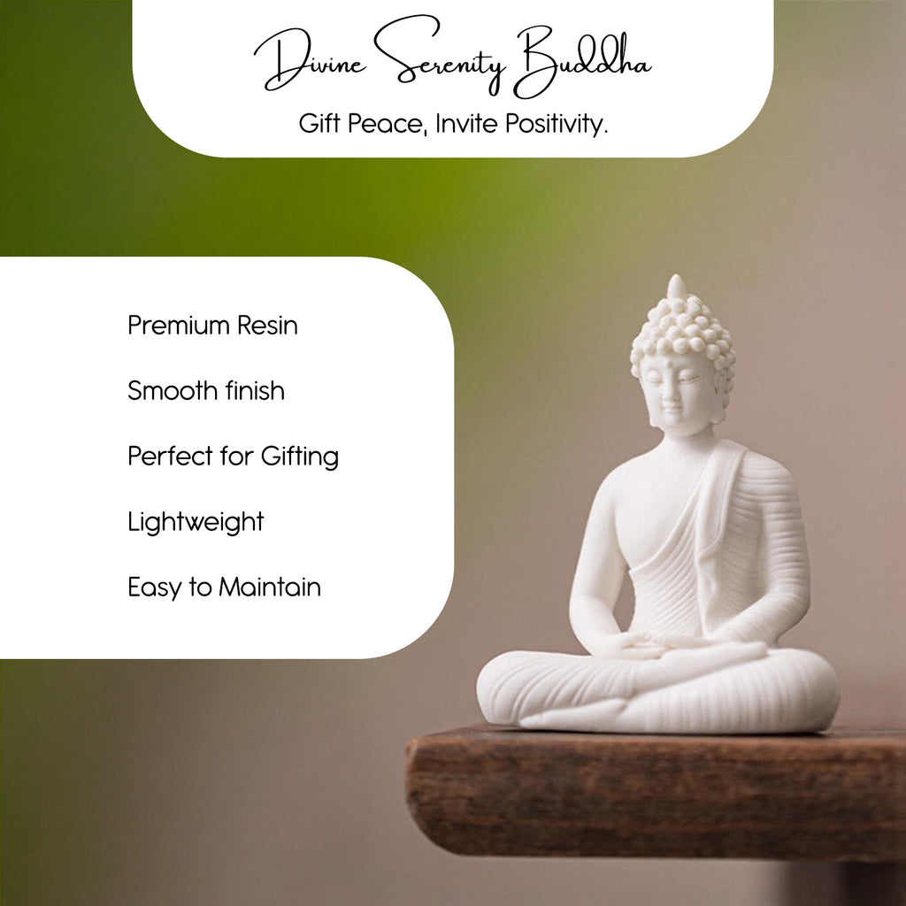 Resin Buddha Showpiece for Home Decor, Office Desk & Gifting