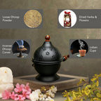 Metal Dhoop Dani with Wooden Holder for Pooja & Home Decor