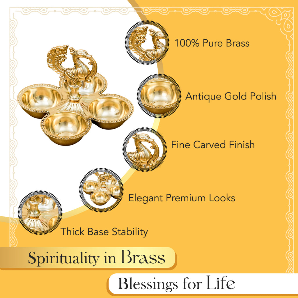 Brass Peacock Haldi Kumkum Holder for Pooja Rituals, Festivals & Spiritual Gifting