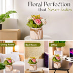 Chrysanthemum Artificial Flowers with Ceramic Vase for Home Decor , Office & Table Decoration