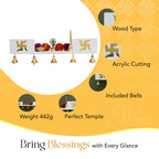 Wooden Wall Mounted Temple with Bells for Puja , Office & Home Decor