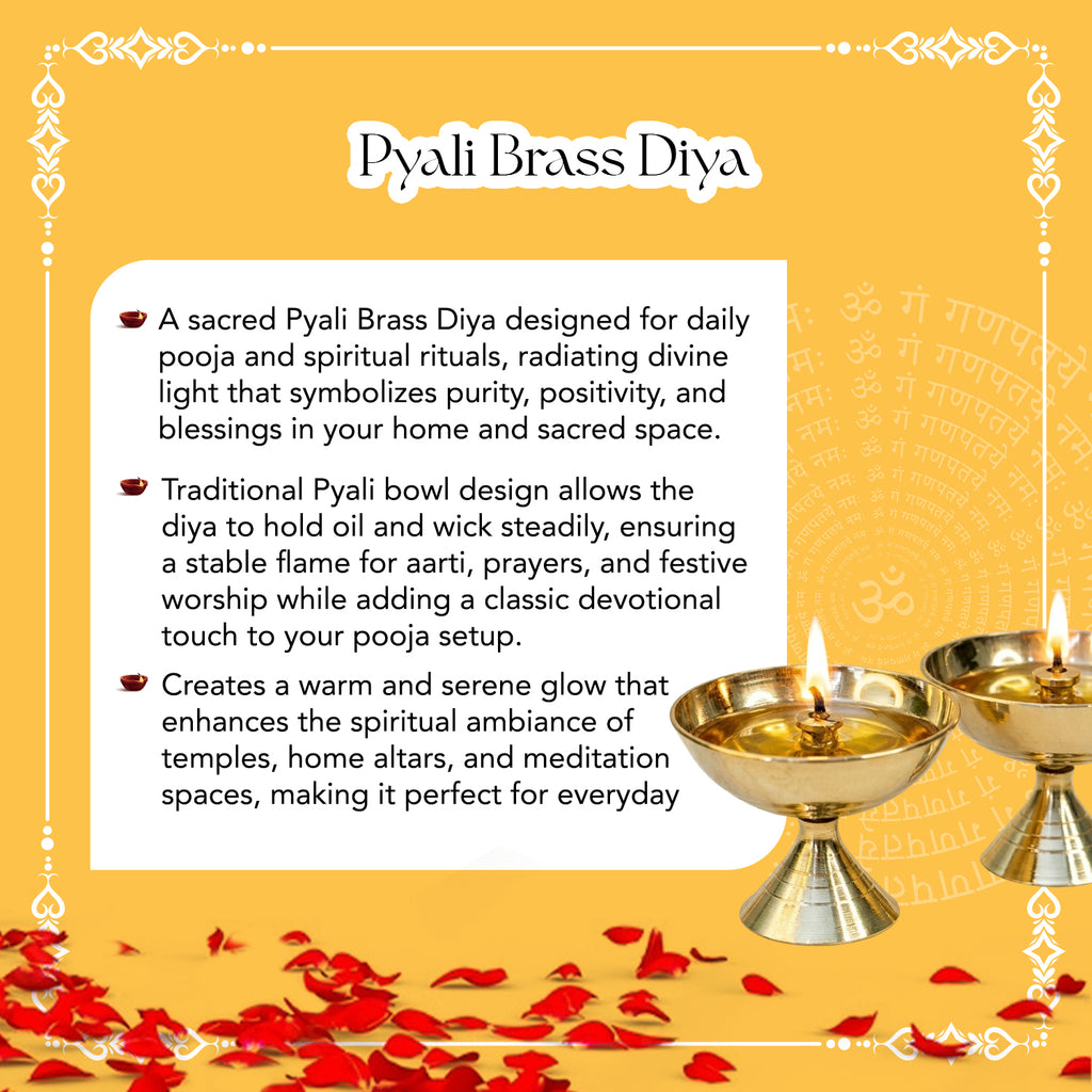Pure Brass Diya Set of 2 for Pooja, Home Temple & Festival Decor