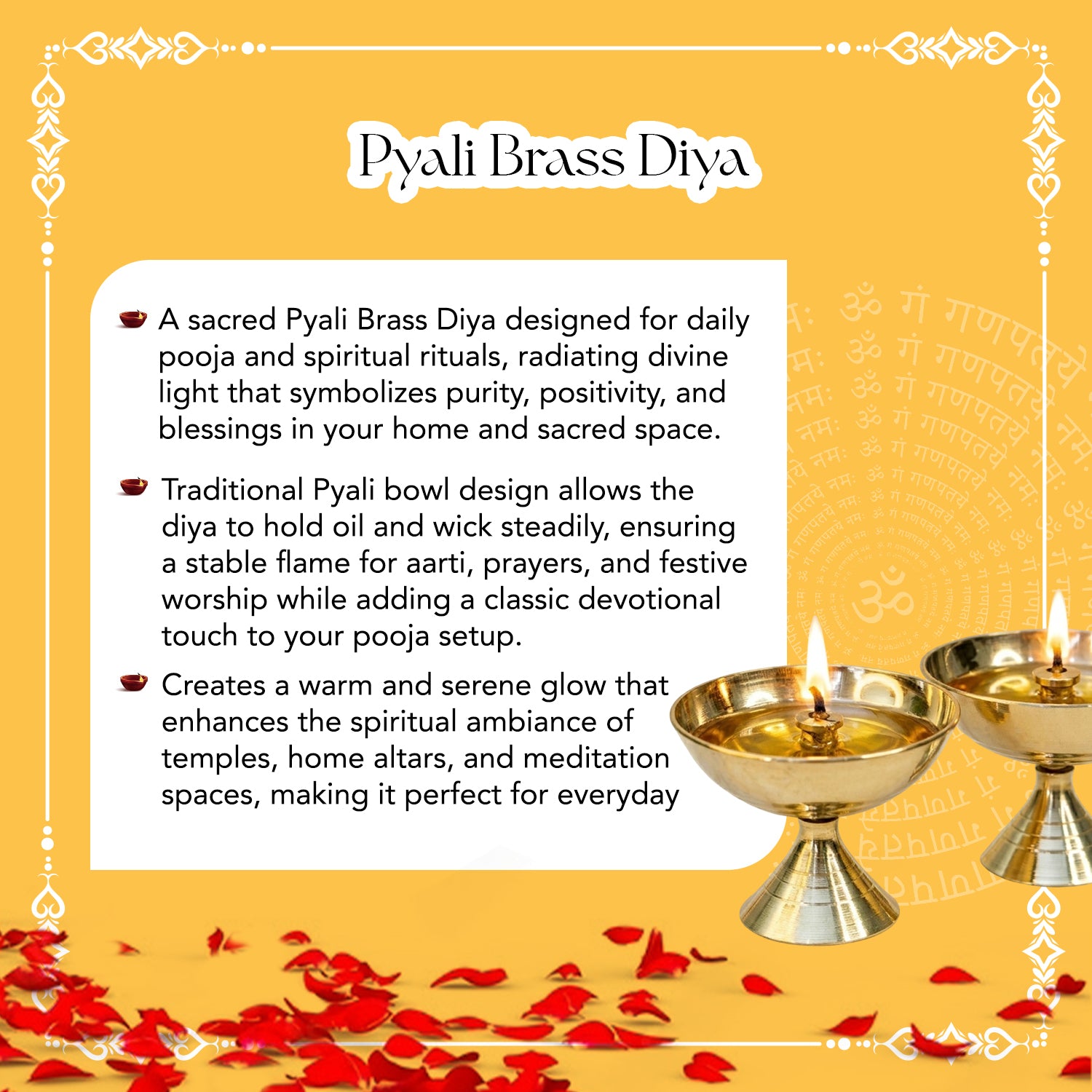 Pure Brass Diya Set of 2 for Pooja, Home Temple & Festival Decor