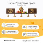 Wooden Wall Mounted Temple with Bells for Puja , Office & Home Decor
