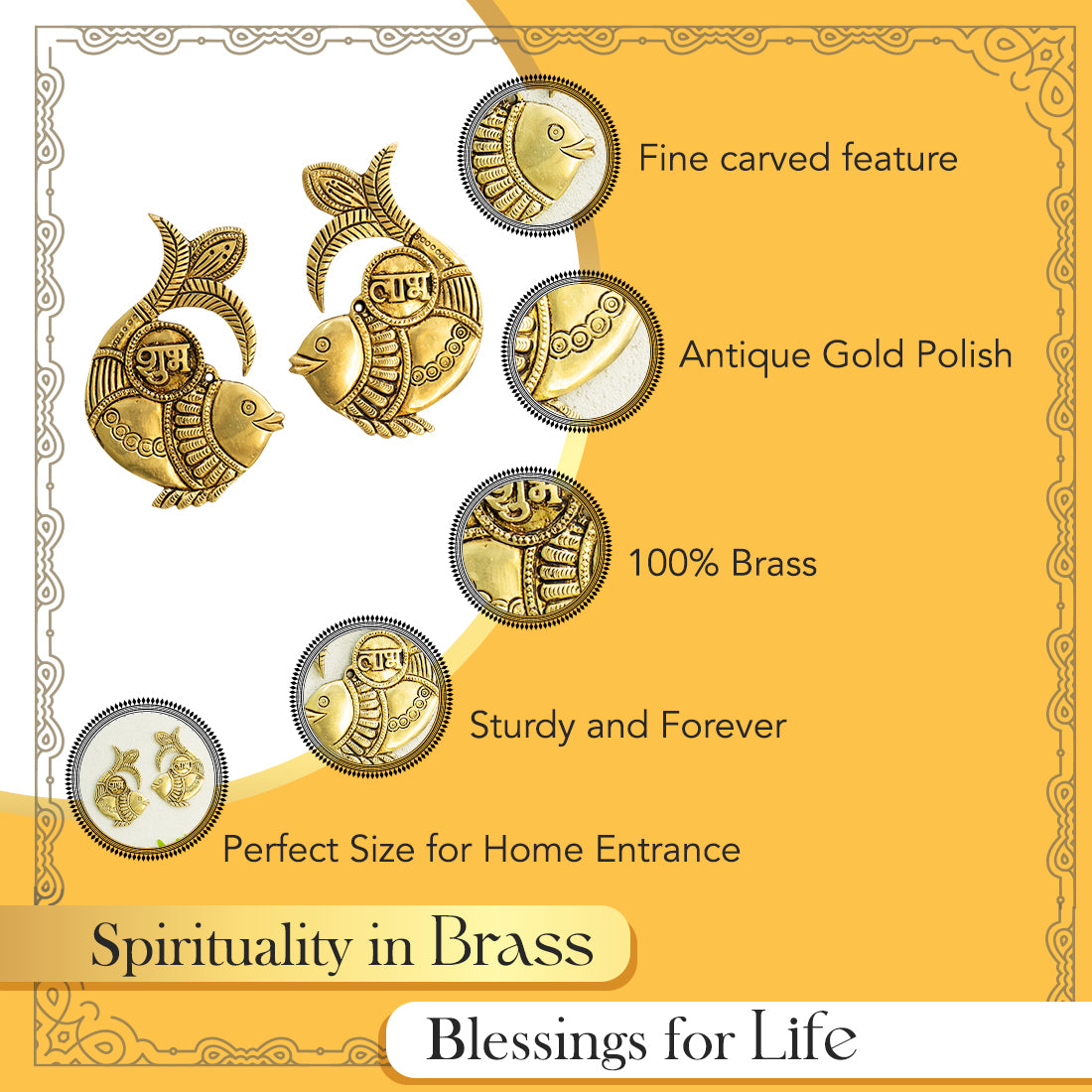 Pure Brass Shubh Labh Wall Hanging for Vastu , Office , Home Decor & Gifting