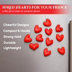 Red Heart Fridge Magnet Set of 10 for Home & Kitchen Decor
