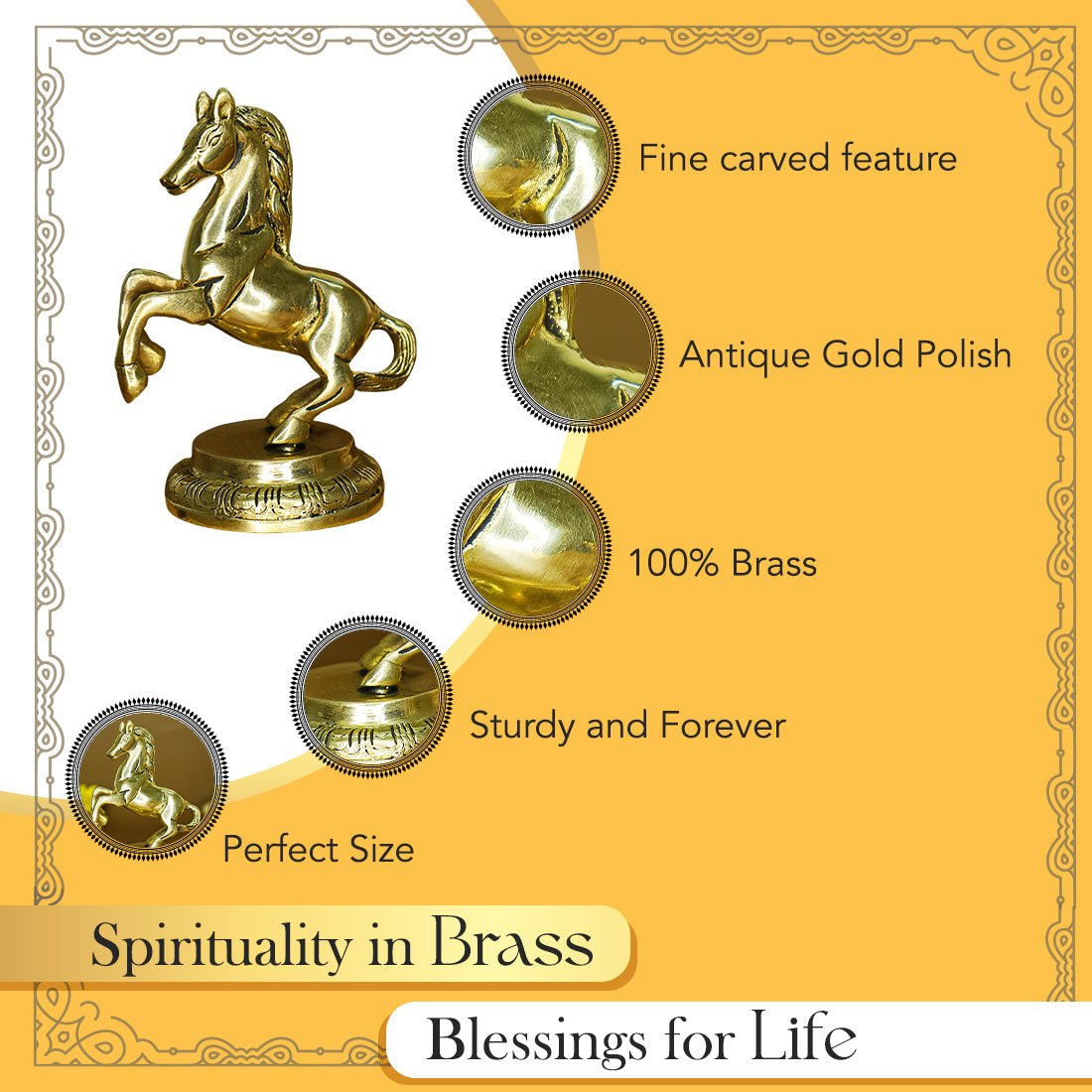 Pure Brass Jumping Horse Showpiece for Home Decor, Office Decor & Gifting