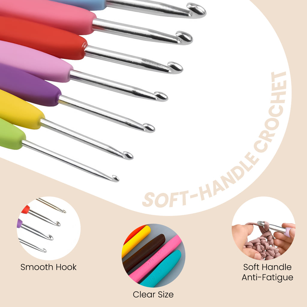Crochet Beginner Kit with Hooks, Needles & Tools for DIY Craft Learning