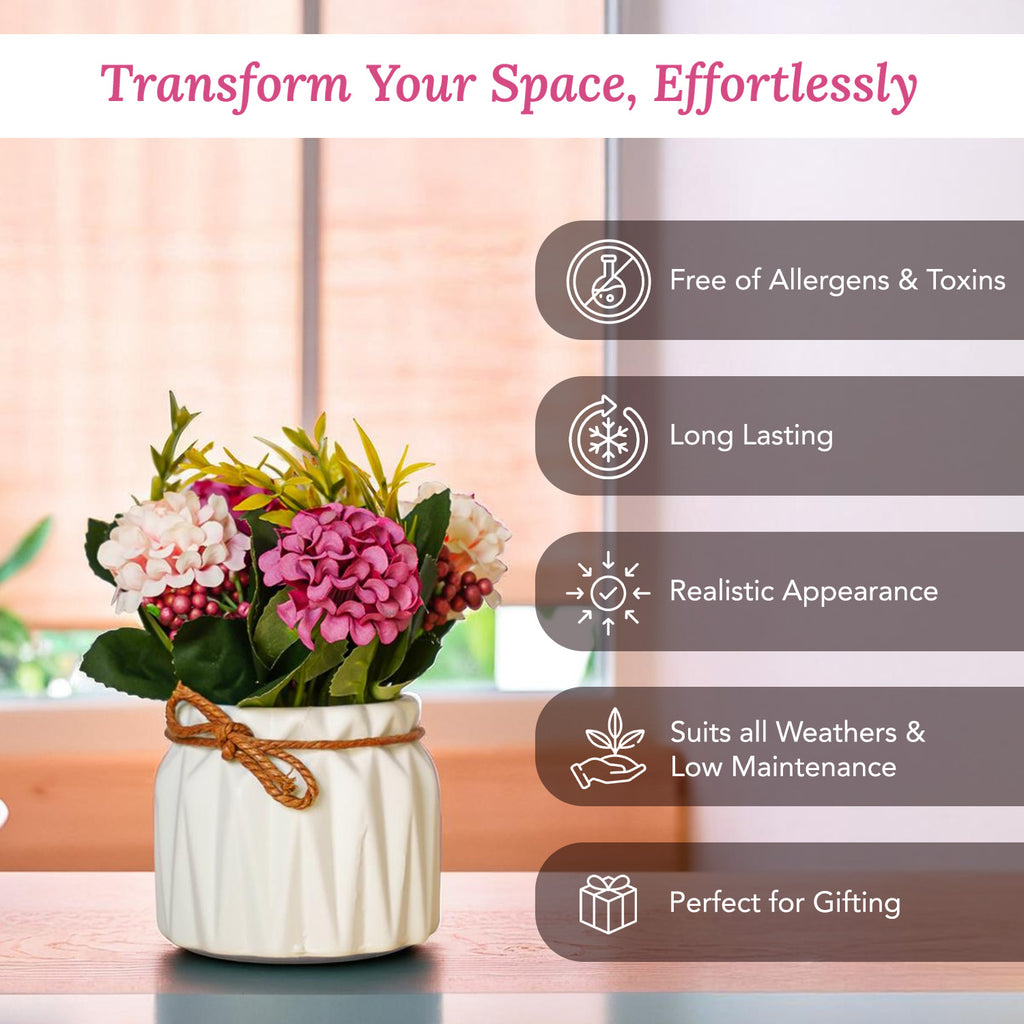 Ceramic Chrysanthemum Artificial Flower Vase for Home Decor & Table Decoration