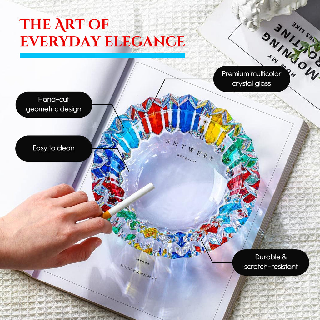 Glass Ashtray Bowl for Home Decor & Office Desk