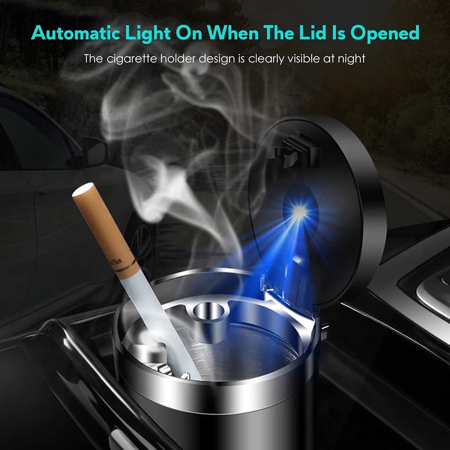 Ashtray with LED lights for Car Dashboard