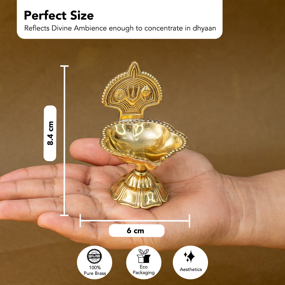 Brass Shanku Chakra Namam Vishnu Tilak Diya for Pooja & Home Decor
