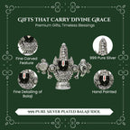 999 Silver Plated Tirupati Balaji Venkateshwara Idol with Green Velvet Gift Box for Vastu, Housewarming & Wedding Gifting