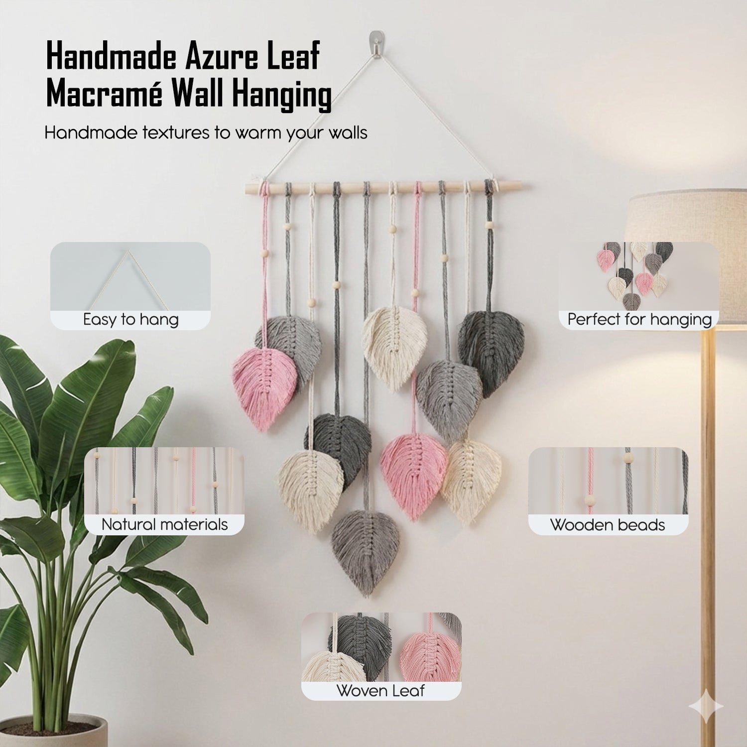 Macrame Leaf Wall Hanging for Home Decor & Gifting