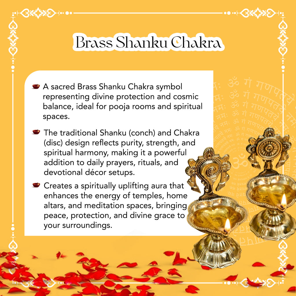 Brass Shanku Chakra Diya Set for Pooja & Home Decor