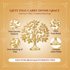 Brass Kalpavriksha Tree of Life Showpiece with Velvet Gift Box for Housewarming, Wedding & Gifting
