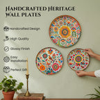 Floral Art Metal Wall Hanging Plates Set of 3 for Living Room & Home Decor