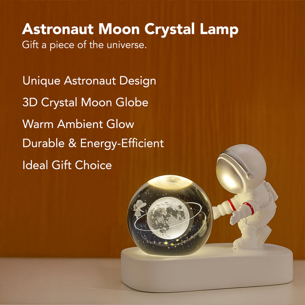 Astronaut Crystal Ball Night Lamp Showpiece for Bedroom and Desk Decor