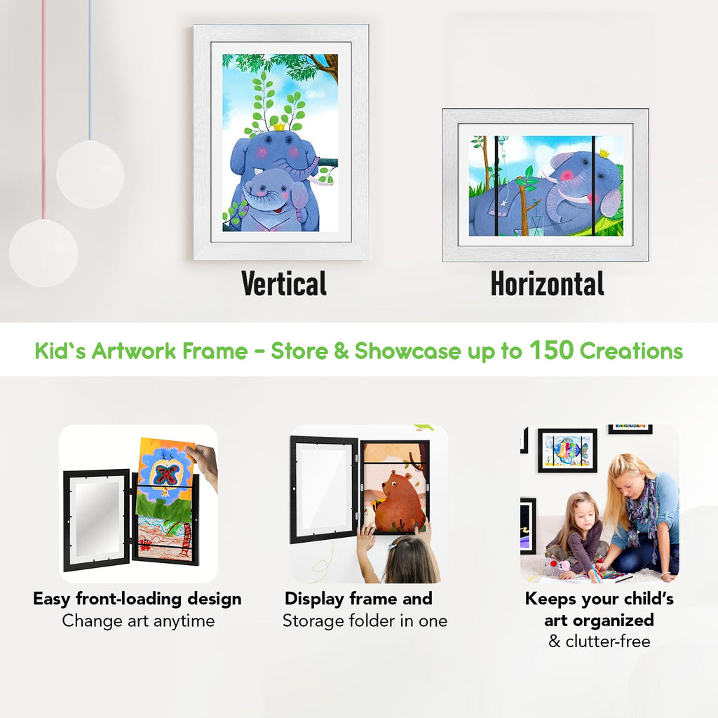 Wall Mounted Kids Art White Photo Frame (Size - 9.2x12.6 inch)