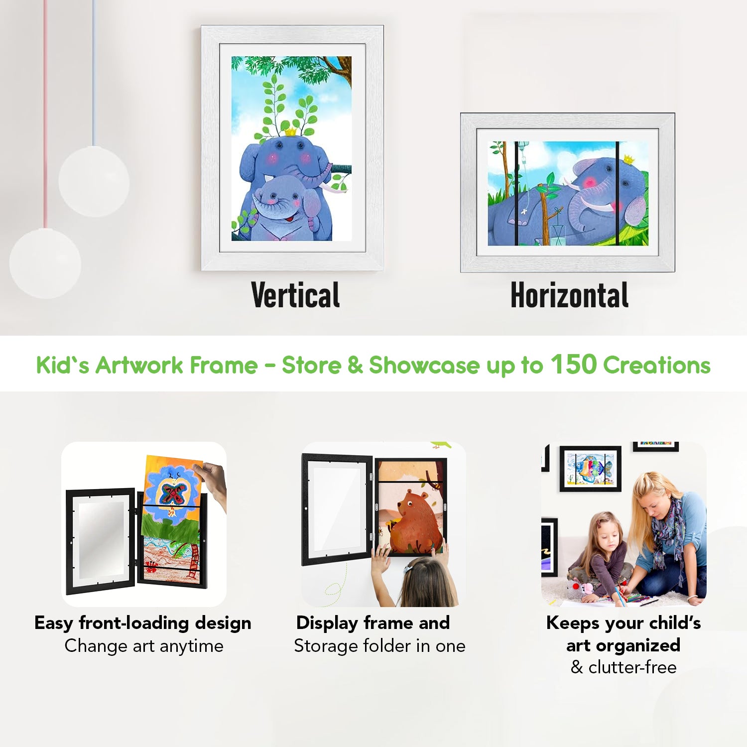 Wall Mounted Kids Art White Photo Frame (Size - 9.2x12.6 inch)