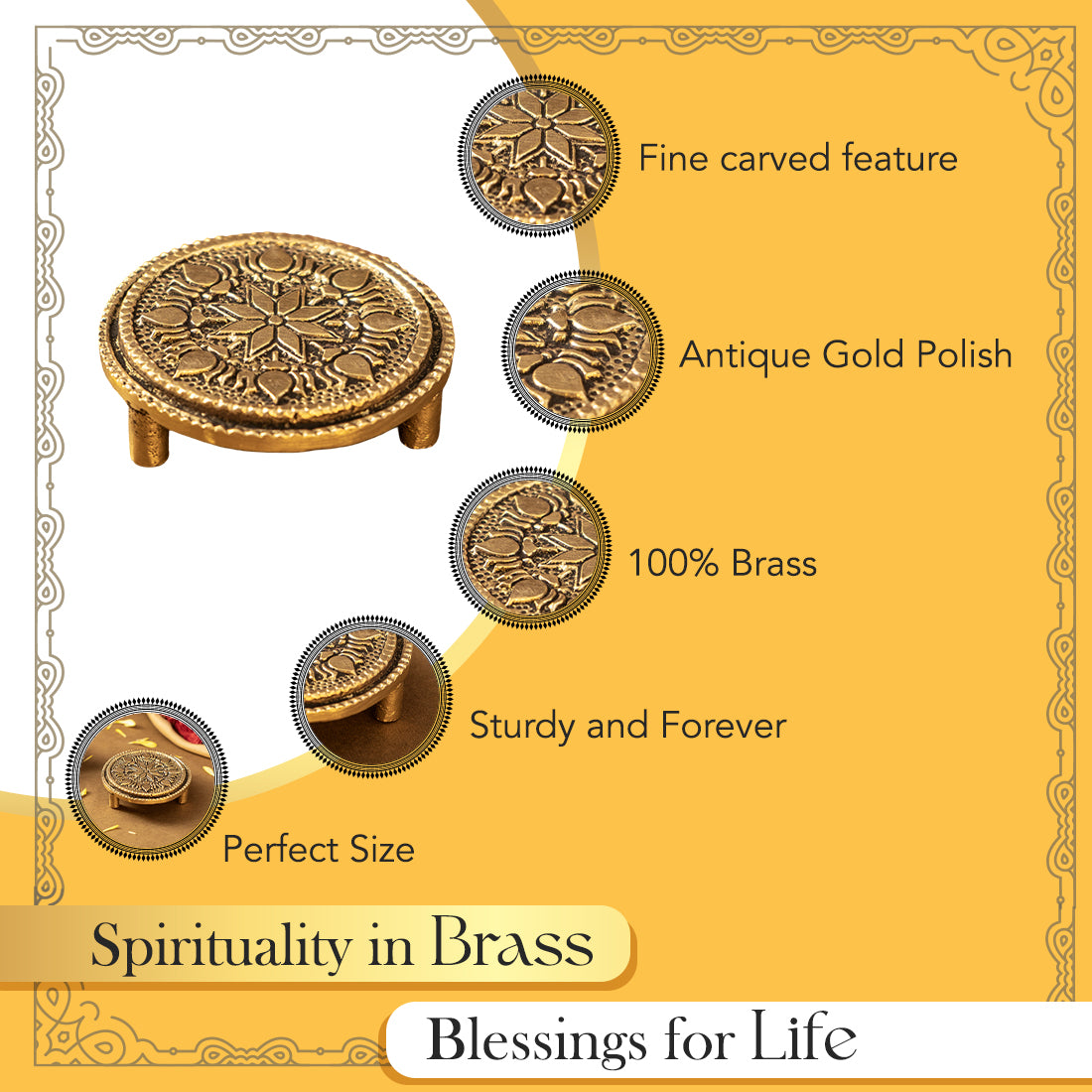 Brass Chowki for God Idols & Puja Decoration