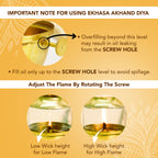 Brass Akhand Jyot Diya with Adjustable Bati Knob & Glass Cover for Puja(250 ML)