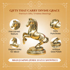 Brass Running Horse Showpiece with Gift Box for Housewarming, Wedding & Gifting