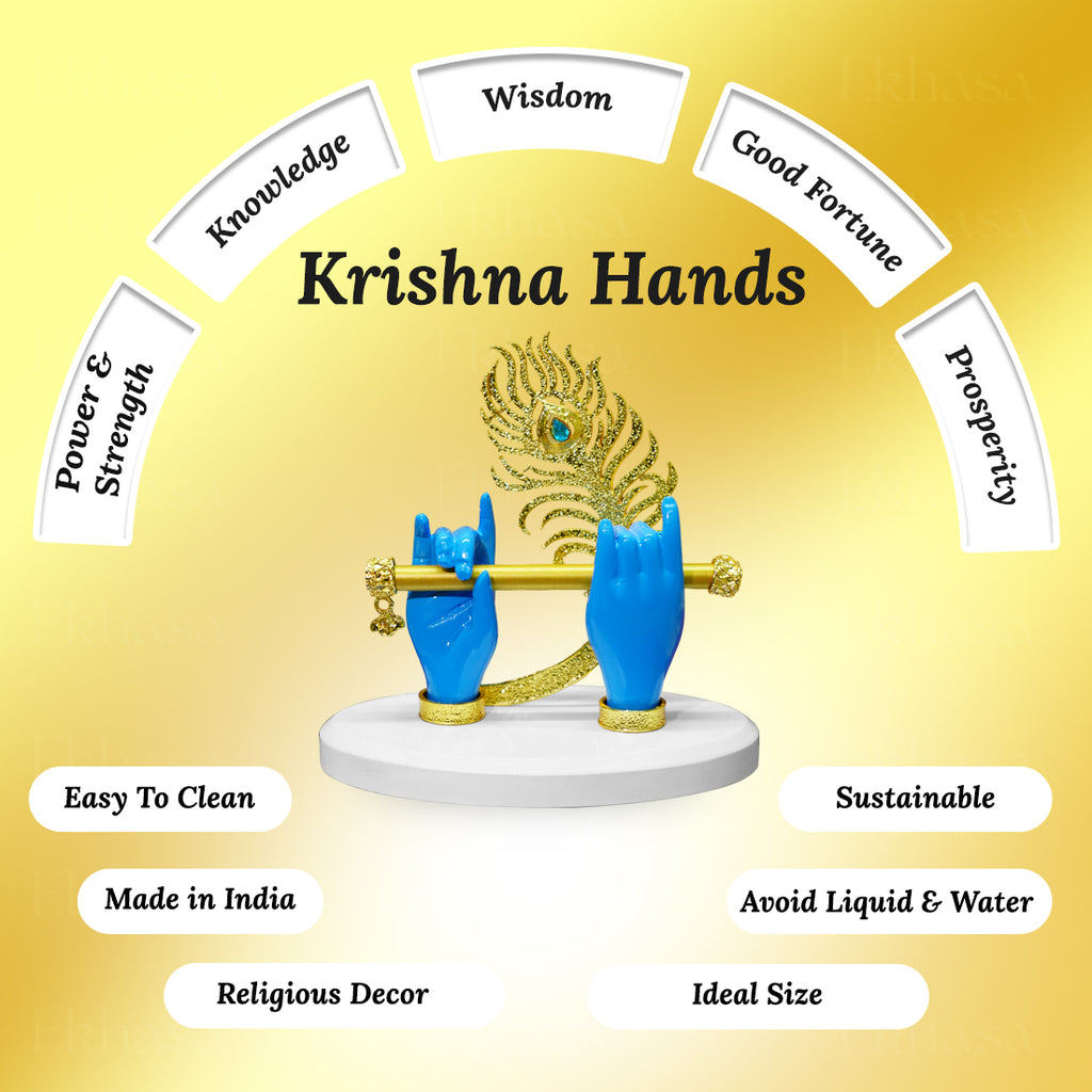 Resin Lord Krishna Hands with Flute Idol for Home Decor & Spiritual Gifting