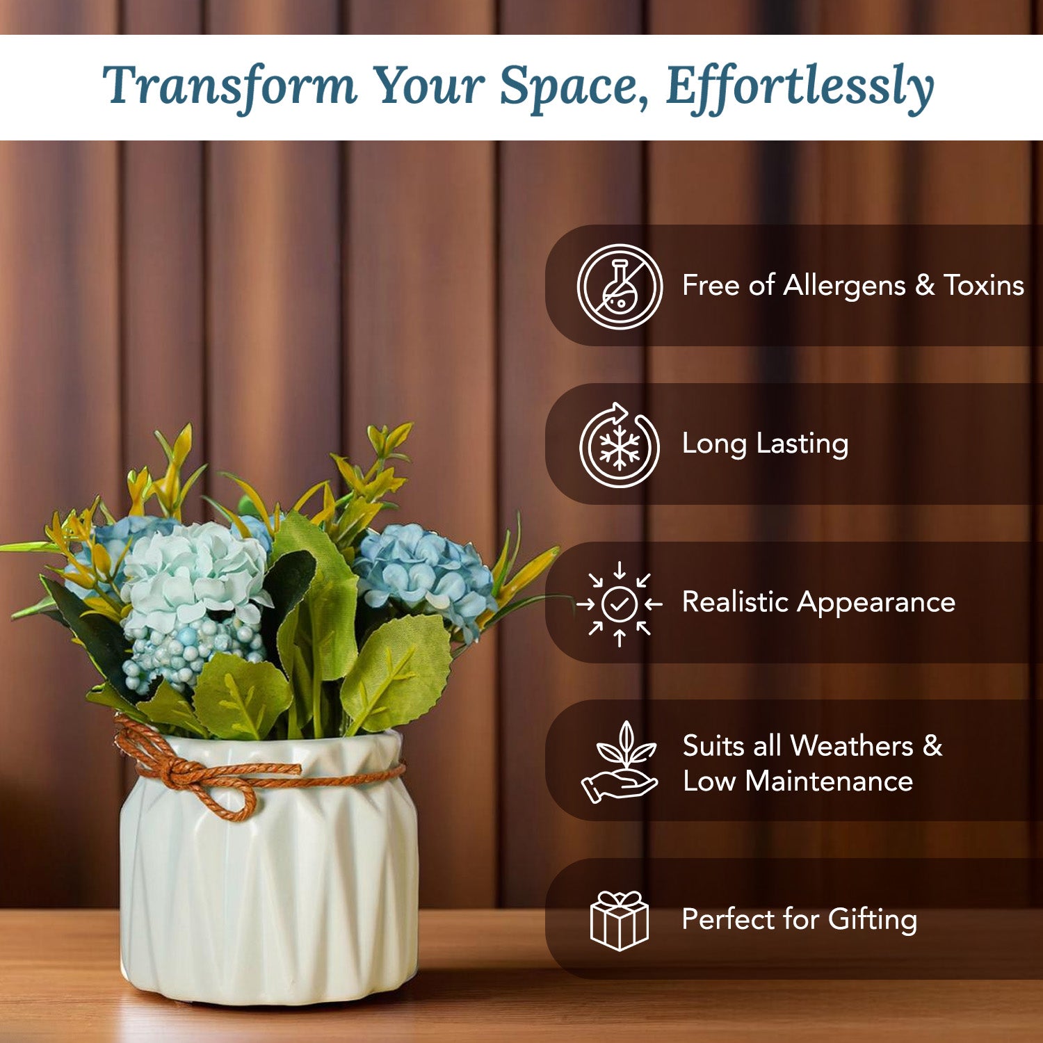 Chrysanthemum Artificial Flowers with Ceramic Vase for Home Decor , Office & Table Decoration (Copy)