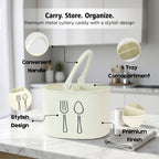 4 Compartment Metal Cutlery Holder with Handle