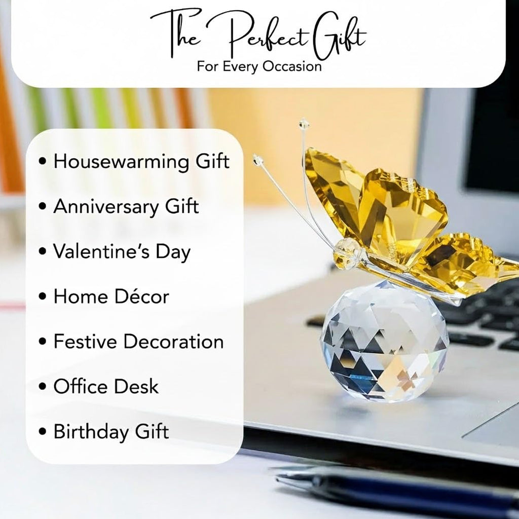 Crystal Butterfly Showpiece for Office & Home Decor