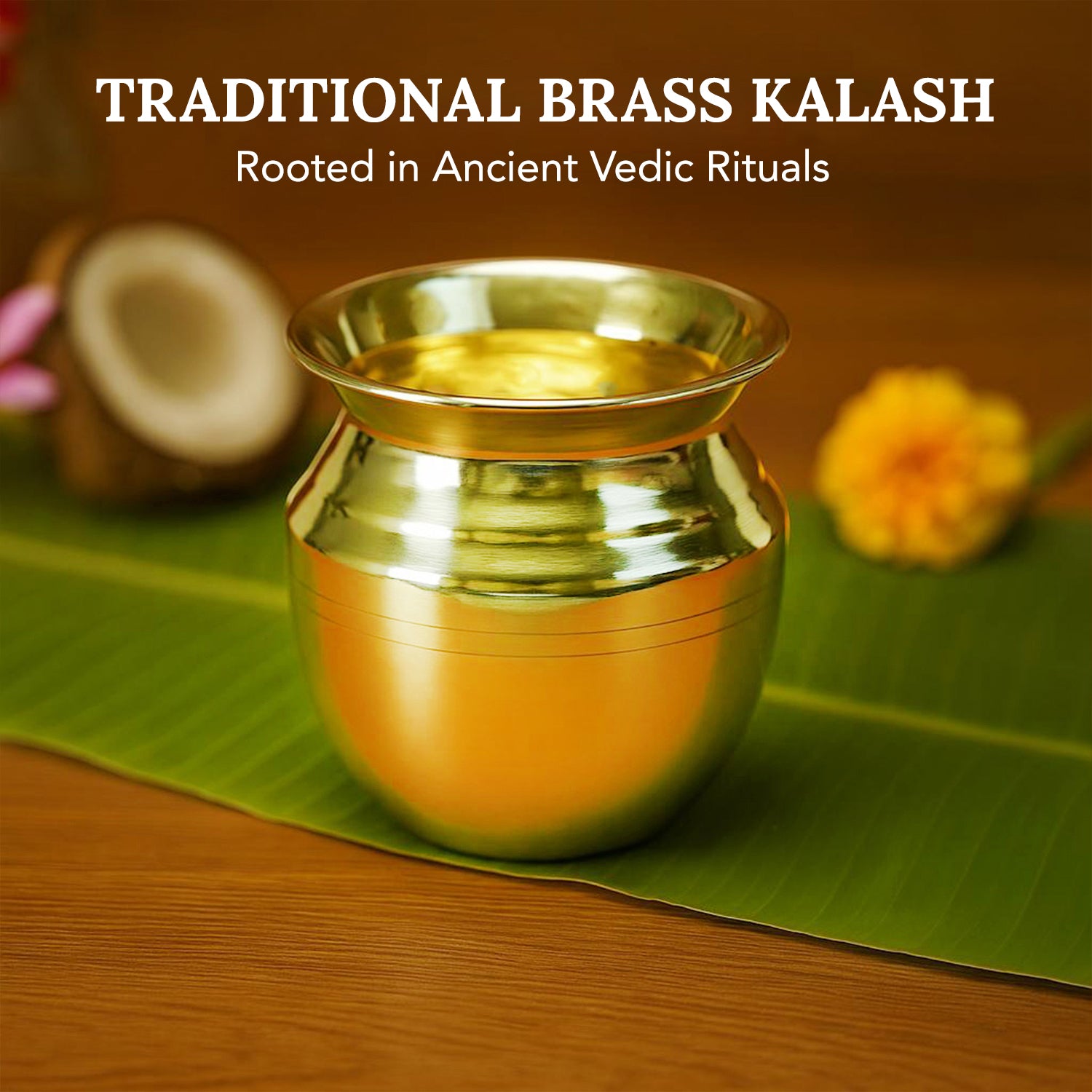 Brass Kalash for Puja & Spiritual Home Decor (500 ML)