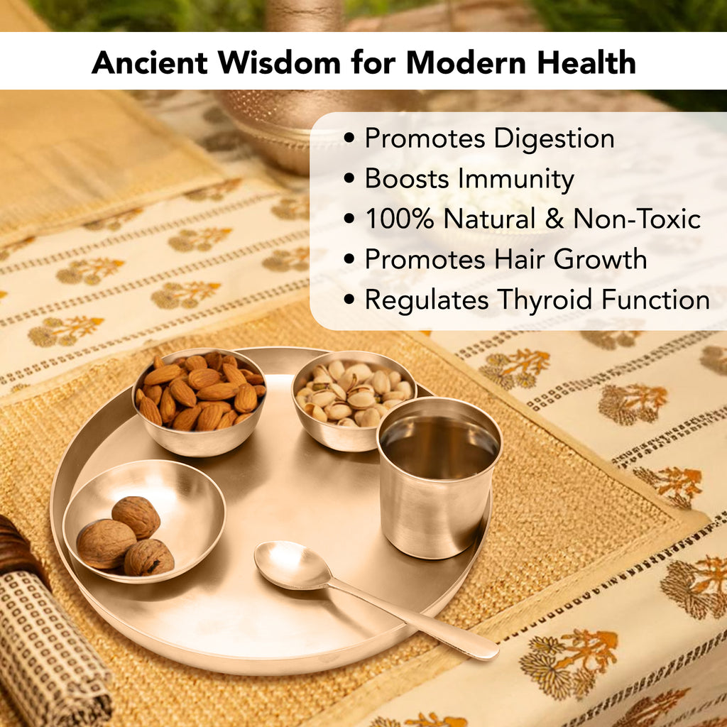Bronze Kansa Thali Set of 6 Pieces for Home, Dining & Gifting