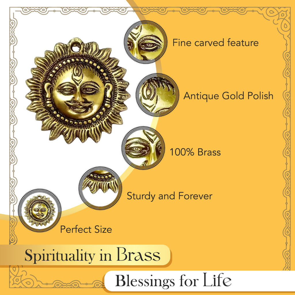 Brass Sun Face Wall Hanging Idol for Vastu  & Home Decor