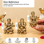 Pure Brass Lakshmi Ganesh Saraswati Idol with Velvet Gift Box for Housewarming, Wedding & Gifting