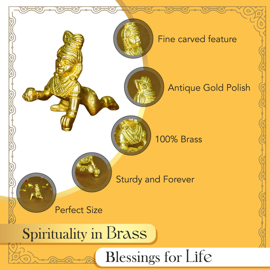 Pure Brass Bal Gopal Idol for Home Decor, Pooja & Gifting