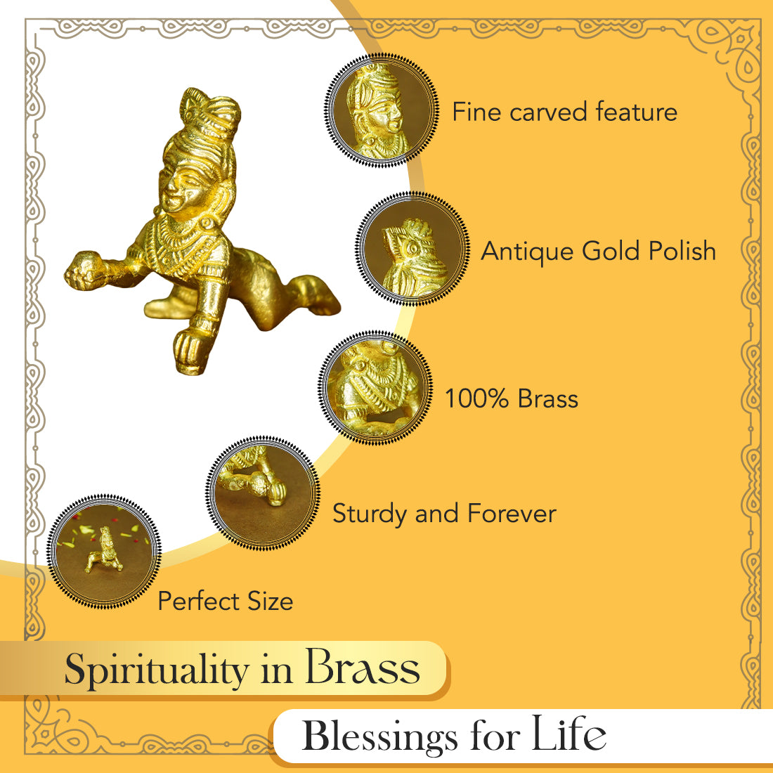 Pure Brass Bal Gopal Idol for Home Decor, Pooja & Gifting