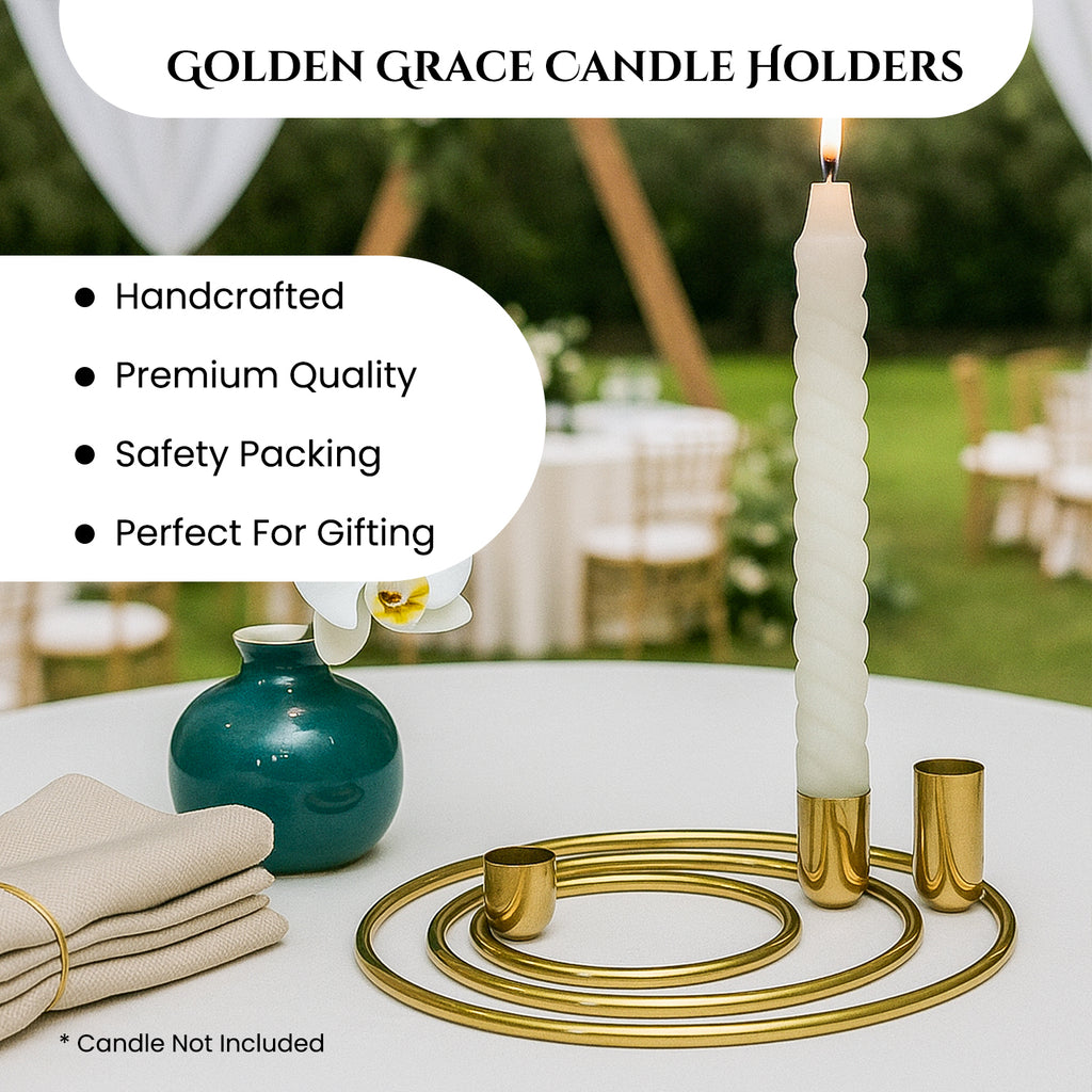 Metal Candle Holder Stand Set of 3 for Home Decor & Table Styling